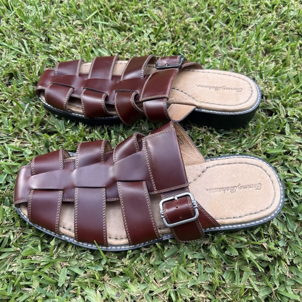 Tommy Bahama Men's Brown Leather Fisherman Sandal Nevis Slip On Size 12 M Shoes